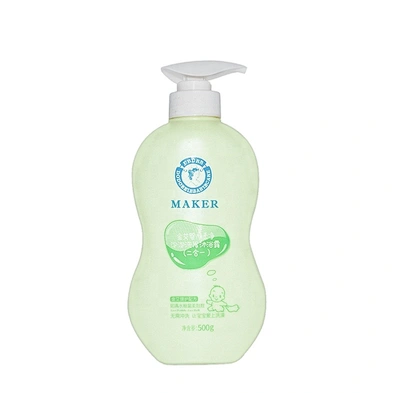 Newest light green unique shape 500ml HDPE plastic baby shampoo bottle with pump