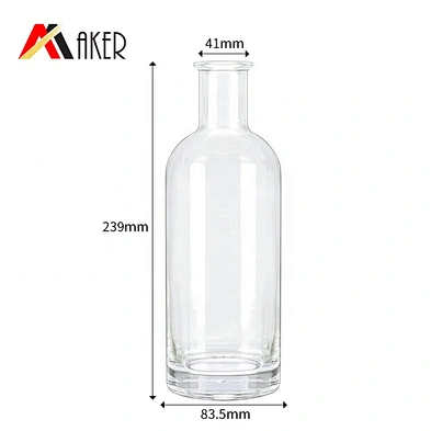 2020 New arrival factory wholesale price 700ml clear boston shape empty glass wine bottle with stopper