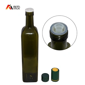 New arrival wholesale 750ml matte dark green square olive oil glass bottle