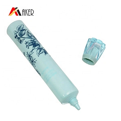 Empty factory price green round 30ml eye cream tube cosmetic squeeze plastic packaging tube with acrylic cap