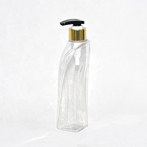 2020 New arrival unique shape clear PET 300ml empty shampoo bottles with lotion pump