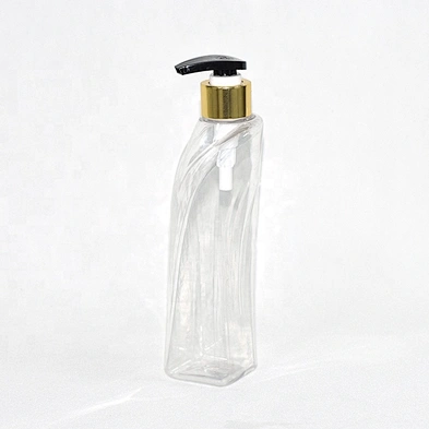 2020 New arrival unique shape clear PET 300ml empty shampoo bottles with lotion pump