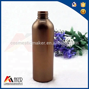 Wholesale amber 200ml round plastic PET shampoo lotion bottle with pump