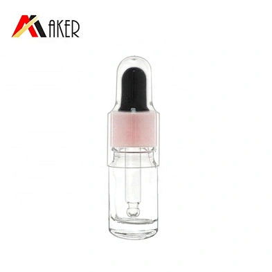2019 New transparent 5ml face cosmetic essential oil glass serum dropper bottle with protective cap