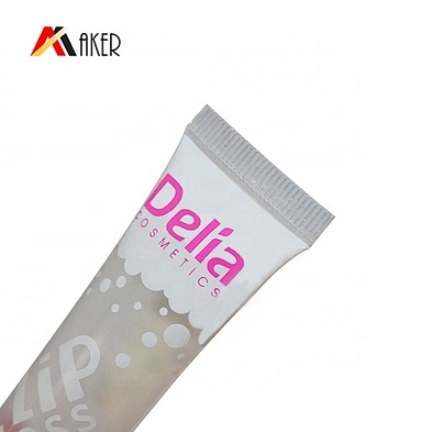Hot selling empty oval clear tube container luxury custom logo lip gloss tube with brush