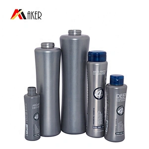 Custom empty gray 100ml/250ml/350ml/500ml/700ml HDPE plastic shampoo bottle set packaging with flip top cap
