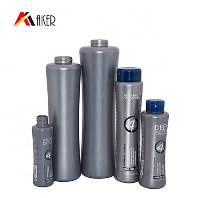 Custom empty gray 100ml/250ml/350ml/500ml/700ml HDPE plastic shampoo bottle set packaging with flip top cap