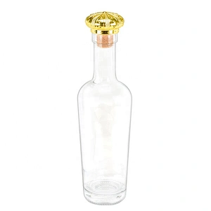 Empty round 500ml wine bottle clear vodka glass bottle manufacturers with cork