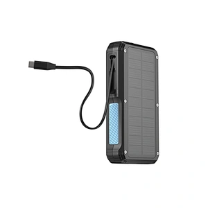 15W Wireless Charging Solar Power Bank With Retractable Charging Cable