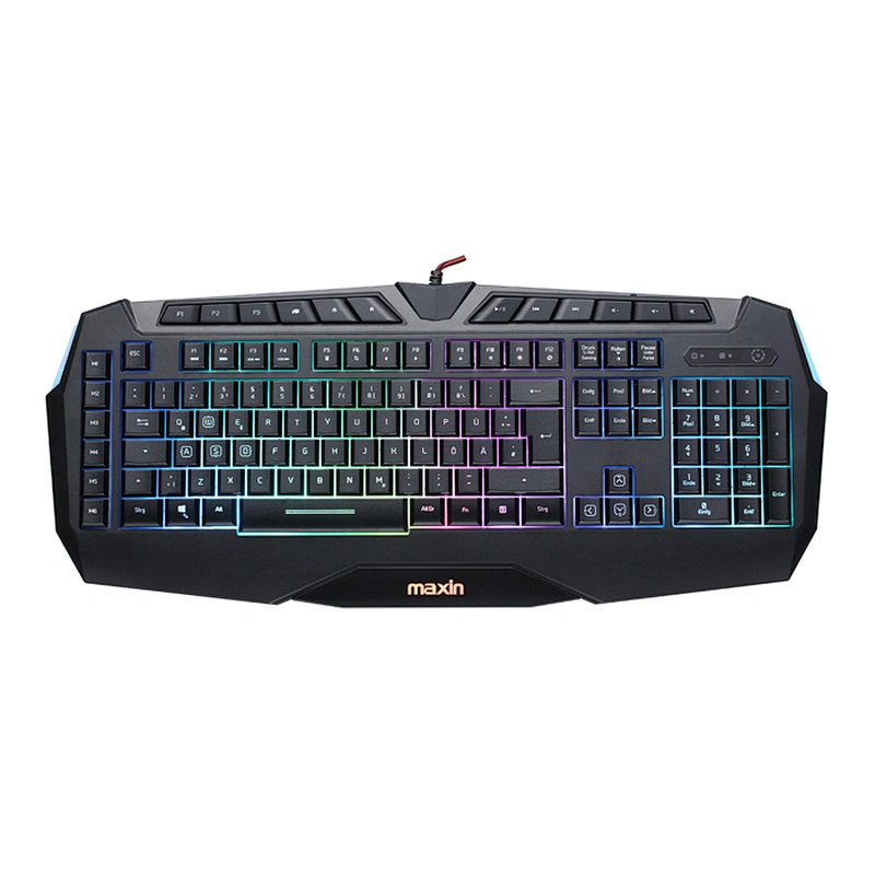 Membrane professional USB gaming keybaord with rianbow or single or RGB backlight