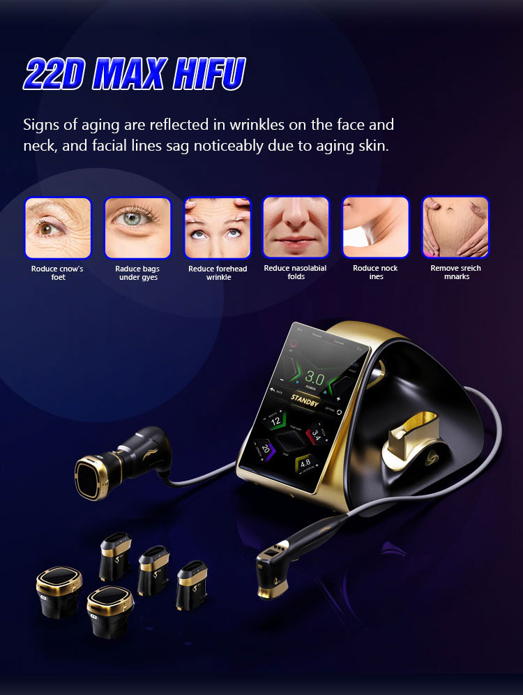 <h3 class="features--headline">Features and benefits</h3> Safe And Effective - Non-Invasive, Non-Surgical Treatment Long-Lasting Results 22d Hifu Treatment - Improve Skin Laxity Wrinkles, Body Tightening, Facial Lifting 22d Ultrasound Hifu - Microfocus And Macrofocus Ultrasonic Technology 2d Hifu Benefits - Stimulation Of Collagen Generation, Tightening Of Sagging Skin <hr /> <h5></h5> <h5><span class="tw-text-2xl tw-font-bold" style="color: #99ccff;">IN STOCK READY TO SHIP</span></h5> <h5><span class="tw-text-2xl tw-font-bold" style="color: #99ccff;">1 YEAR WARRANTY + 3 YEAR TECH SUPPORT</span></h5> <h5><span class="tw-text-2xl tw-font-bold" style="color: #99ccff;">30 DAY MONEY-BACK AND <a href="https://salonmachines.com/refund_returns/">RETURN POLICY</a></span></h5> <h5><span class="tw-text-2xl tw-font-bold" style="color: #99ccff;">FREE WORLDWIDE SHIPPING <a href="https://salonmachines.com/shipping-policy/">SHIPPING POLICY</a> </span></h5> <h5><span class="tw-text-2xl tw-font-bold" style="color: #99ccff;">PROFESSIONAL BEAUTY <a href="https://salonmachines.com/">SALON MACHINES</a> EQUIPMENT</span></h5> &nbsp; <div class="product-block product-block--sales-point"></div> 22d Max Hifu Machine RF Lipo Hifu 2 In 1