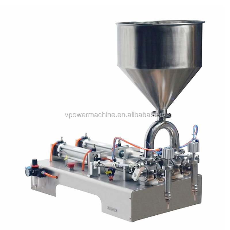 G2WG 5-5000 ml Semi-Automatic Double Head Paste and Liquid Filling Piston Machine for Ointment Cream,Shampoo,Soap Liquid,Honey