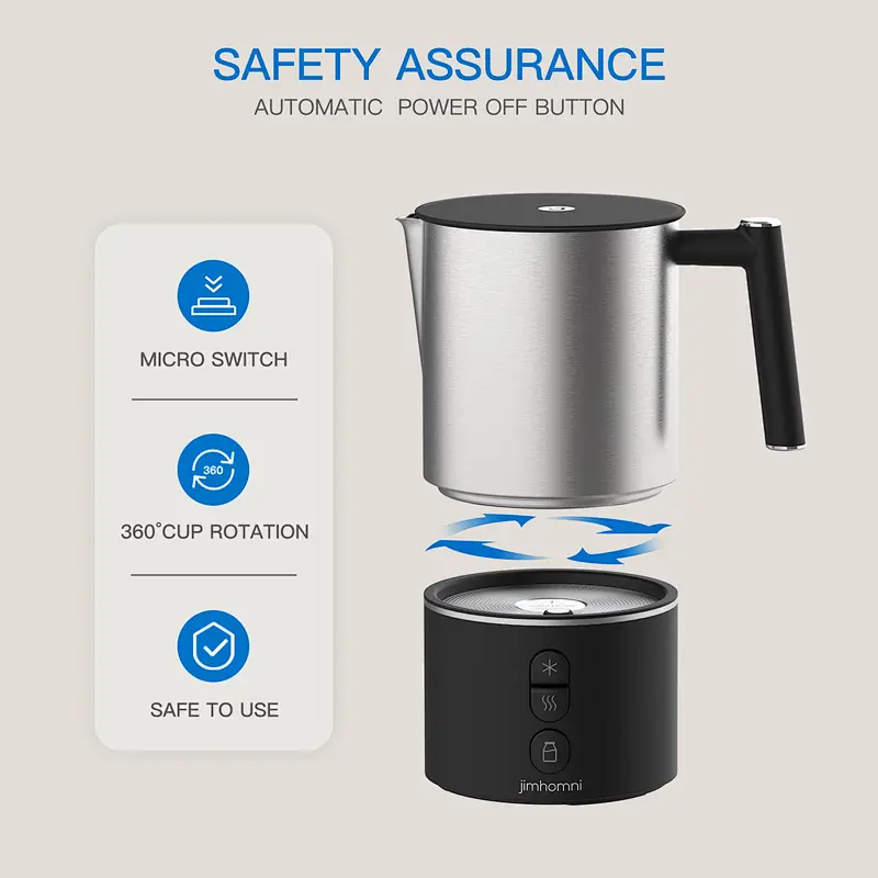 JIMHOMINI Detachable Electric Stainless Steel Jug Milk Frother and Milk Steamer  for any       kind of coffee like Latte,Cappuccino,milk warmer, Automatic foammaker and Heater with Hot Cold Functionality 120V/60Hz
