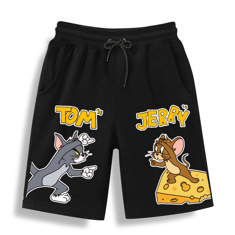 2021 New Upgrade Custom Elastic Waist Summer Cat And Mouse Men Cotton Cartoons Digital Print Shorts