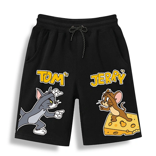 2021 New Upgrade Custom Elastic Waist Summer Cat And Mouse Men Cotton Cartoons Digital Print Shorts