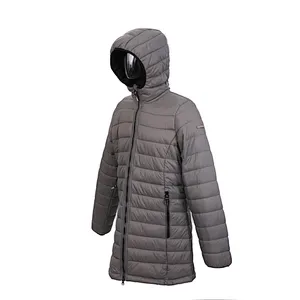 2021 Hot Sale Gray Long Light Keep Warm Ladies Quilted Cotton-Padded Women Designer Padded Down Jacket
