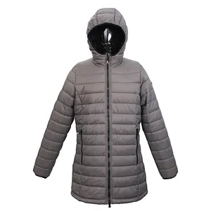 2021 Hot Sale Gray Long Light Keep Warm Ladies Quilted Cotton-Padded Women Designer Padded Down Jacket