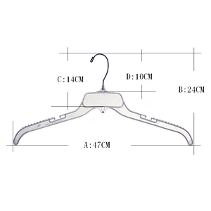 3410-47cm new product plastic coat hanger metal hook flat hanger for clothes
