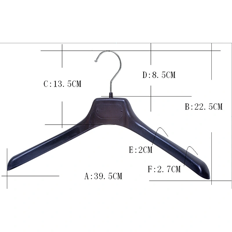 6615-39.5cm black suit hanger metal hooks for clothes hanger plastic coat hanger