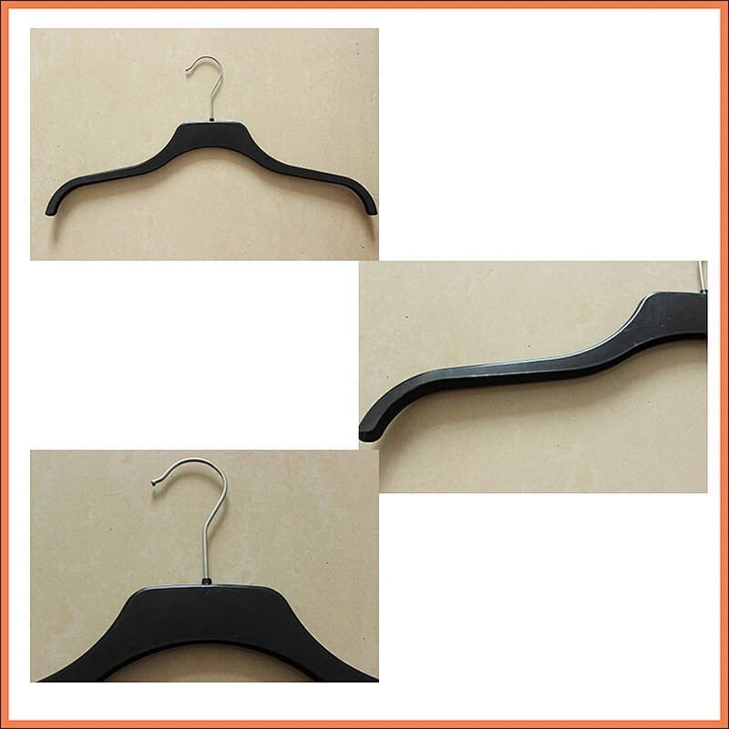 6016-46.5cm black PP metal hook plastic hanger garment hanger plastic coat hanger