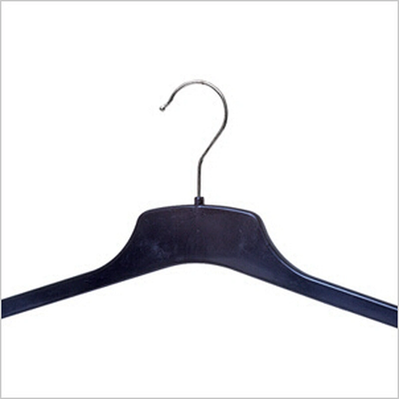 6005B-1-47.5cm garment hanger black plastic suit hanger cheap coat hanger with Metal Hook for Wholesale