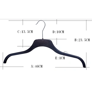 6016-46.5cm black PP metal hook plastic hanger garment hanger plastic coat hanger