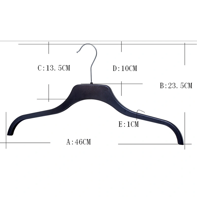 6016-46.5cm black PP metal hook plastic hanger garment hanger plastic coat hanger