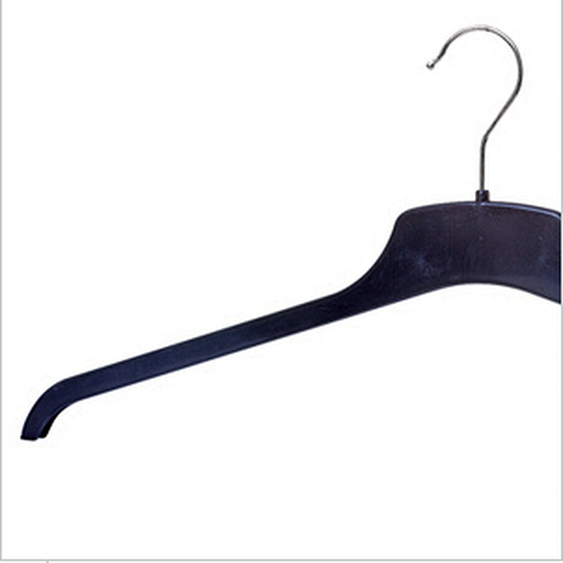 6005B-1-47.5cm garment hanger black plastic suit hanger cheap coat hanger with Metal Hook for Wholesale