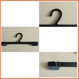 4351-17cm new style hanger with clips plastic hanger black for pants clothes