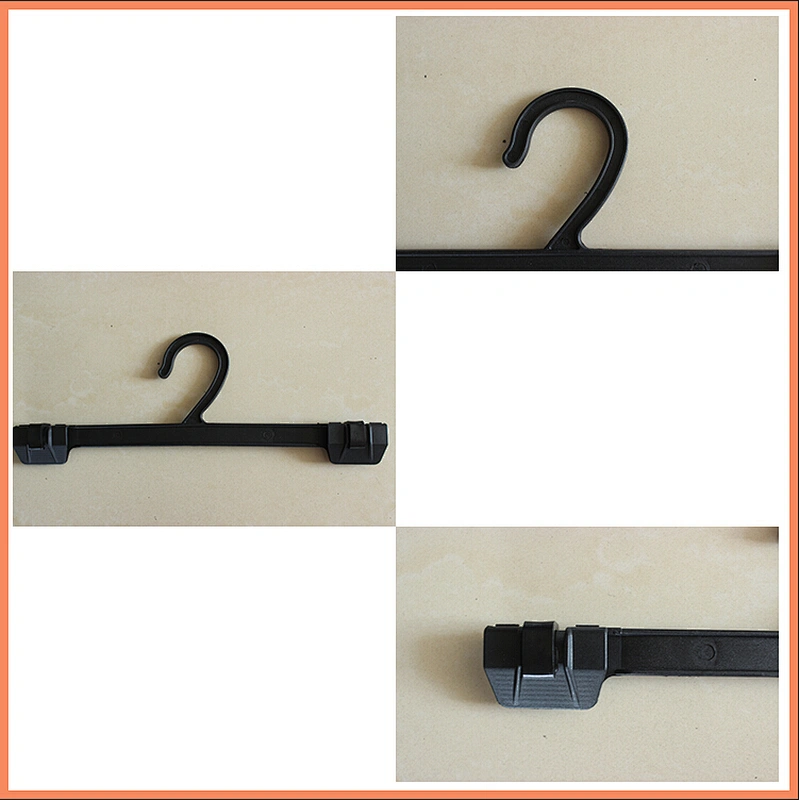 4351-17cm new style hanger with clips plastic hanger black for pants clothes