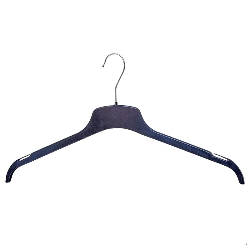 6005B-1-47.5cm garment hanger black plastic suit hanger cheap coat hanger with Metal Hook for Wholesale