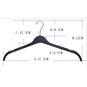 6014C-1-48cm black thin plastic hanger suit hanger metal hook plastic hanger