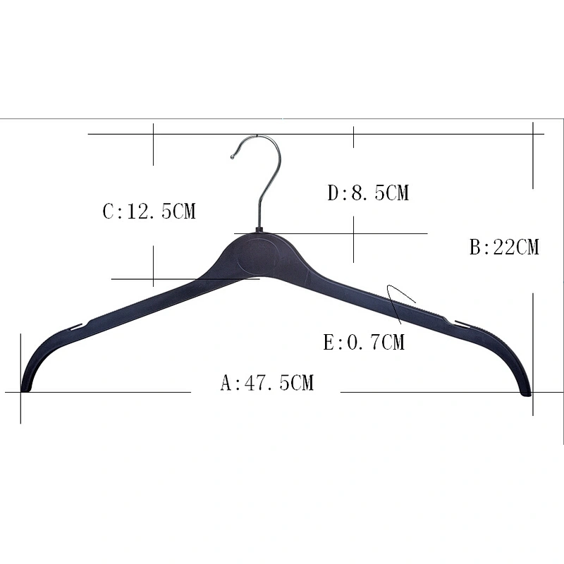 6014C-1-48cm black thin plastic hanger suit hanger metal hook plastic hanger