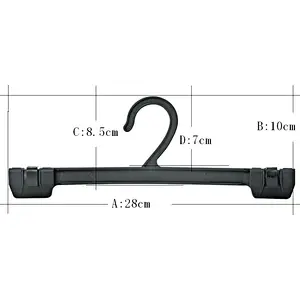 4351-17cm new style hanger with clips plastic hanger black for pants clothes