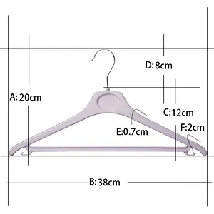 3703D-1-38cm plastic coat hangers with bar