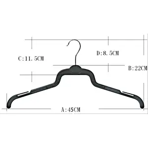 3422-45cm light coat cloth hanger with metal hook wire thick plastic hanger