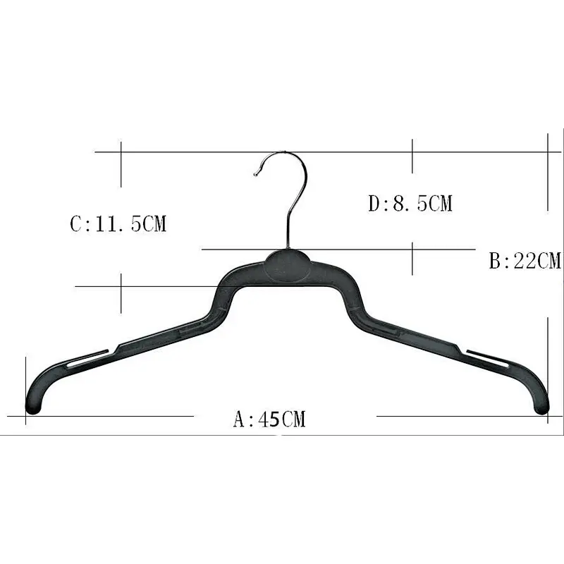 3422-45cm light coat cloth hanger with metal hook wire thick plastic hanger