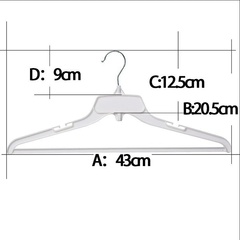 3715D-43cm sell well chinese supplier white strong metal hook ps plastic coat hanger
