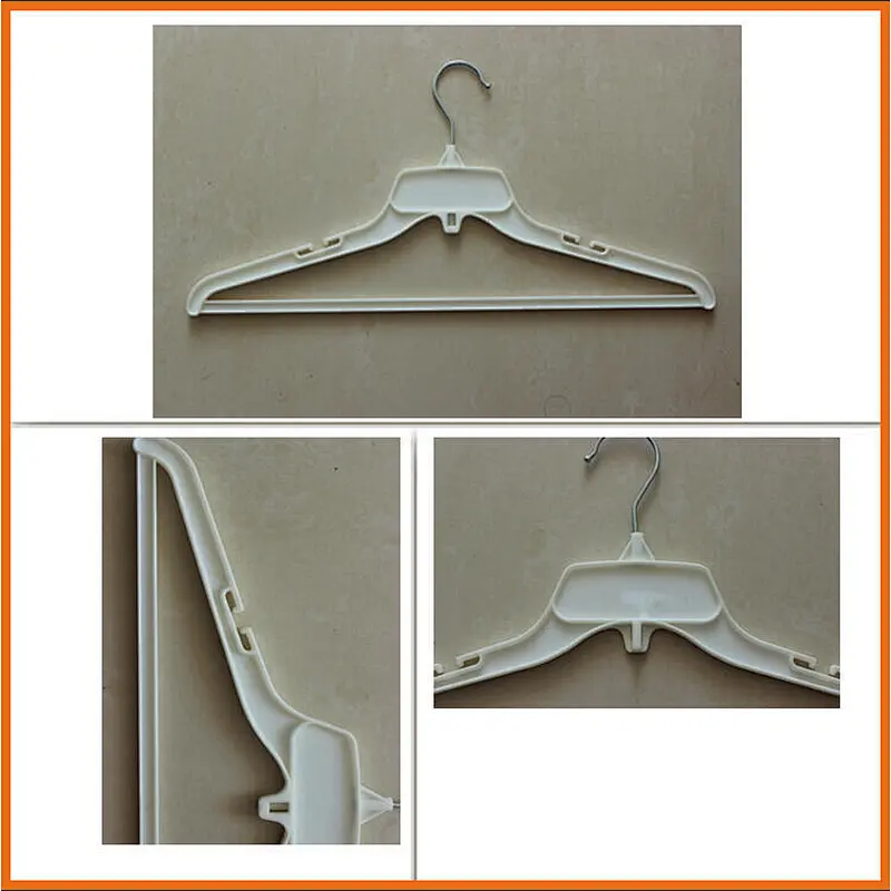 3715D-43cm sell well chinese supplier white strong metal hook ps plastic coat hanger
