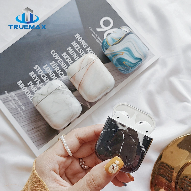 Wholesale Price Protective Cover for AirPods 1 UV Decal Marble Pattern Plastic Case