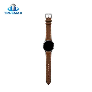 Hot Sale for Samsung Galaxy Watch Active Silver Buckle Sewing Thread Real Leather Watch Band