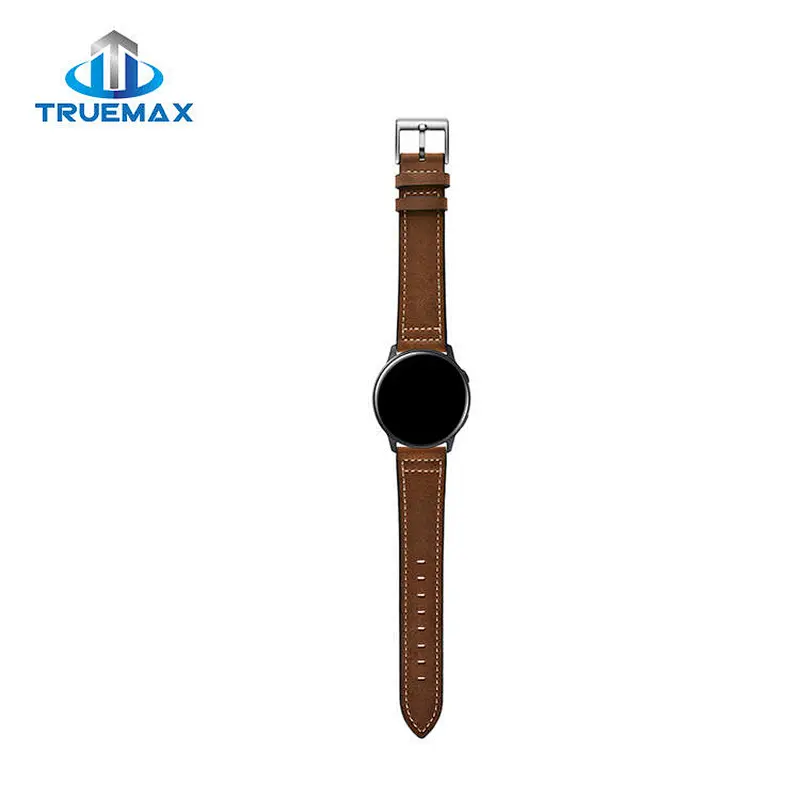 Hot Sale for Samsung Galaxy Watch Active Silver Buckle Sewing Thread Real Leather Watch Band