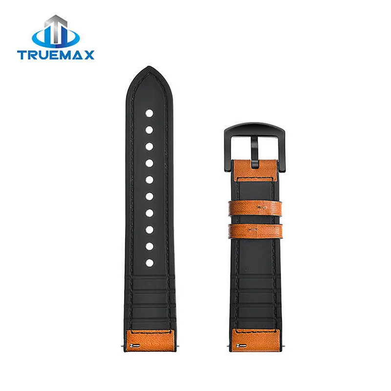 TMX for Samsung Galaxy Watch 46mm Silicone With Real Leather Watch Band