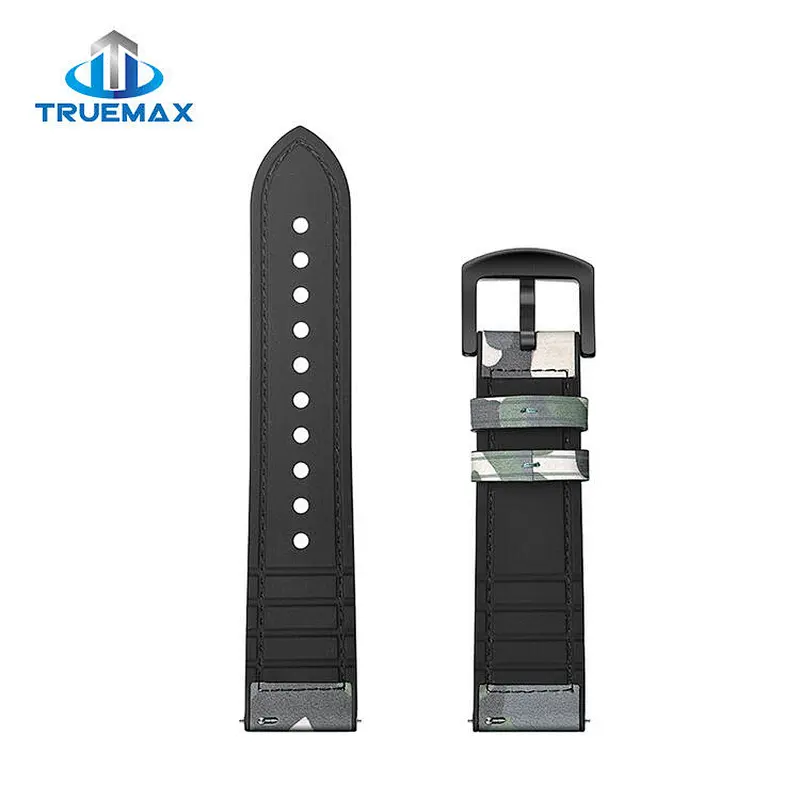 TMX for Samsung Galaxy Watch 46mm Silicone With Real Leather Watch Band
