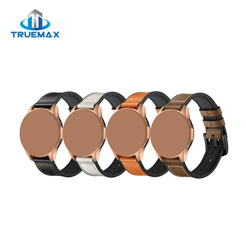 TMX for Samsung Galaxy Watch 46mm Silicone With Real Leather Watch Band