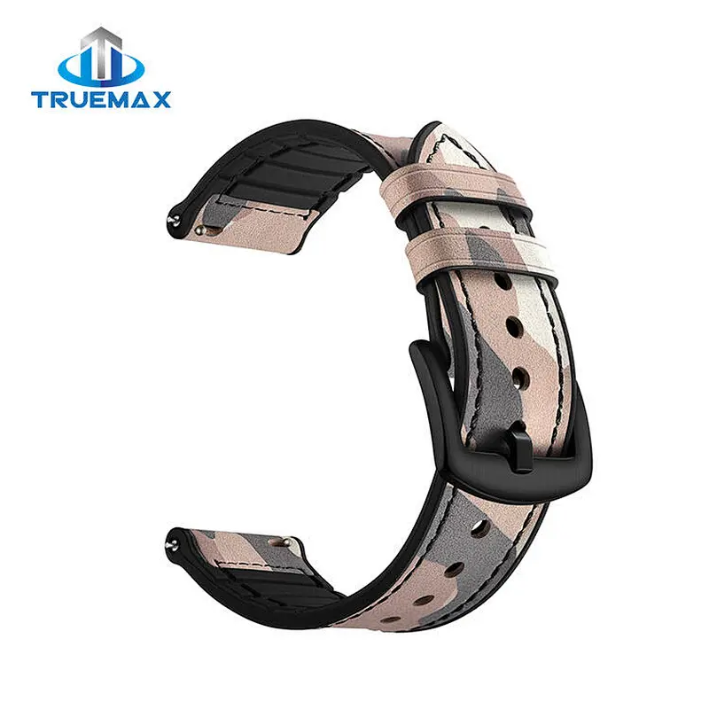TMX for Samsung Galaxy Watch 46mm Silicone With Real Leather Watch Band