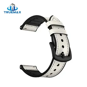 TMX for Samsung Galaxy Watch 46mm Silicone With Real Leather Watch Band
