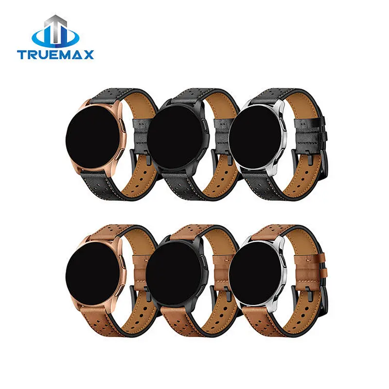 Hot Selling for Samsung Galaxy Watch 46mm Porous Type Real Leather Watch Band