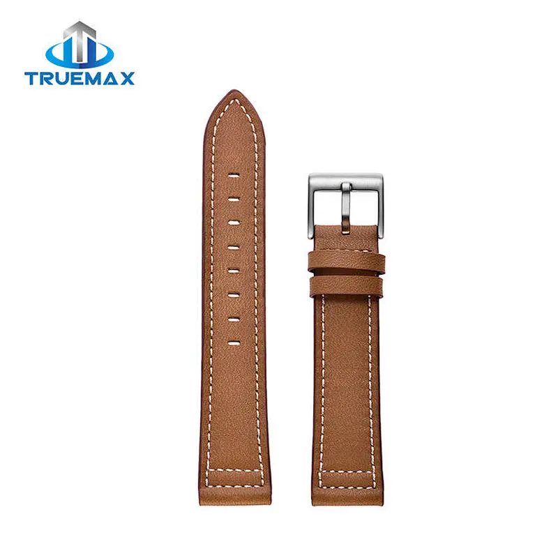 Hot Sale for Samsung Galaxy Watch Active Silver Buckle Sewing Thread Real Leather Watch Band