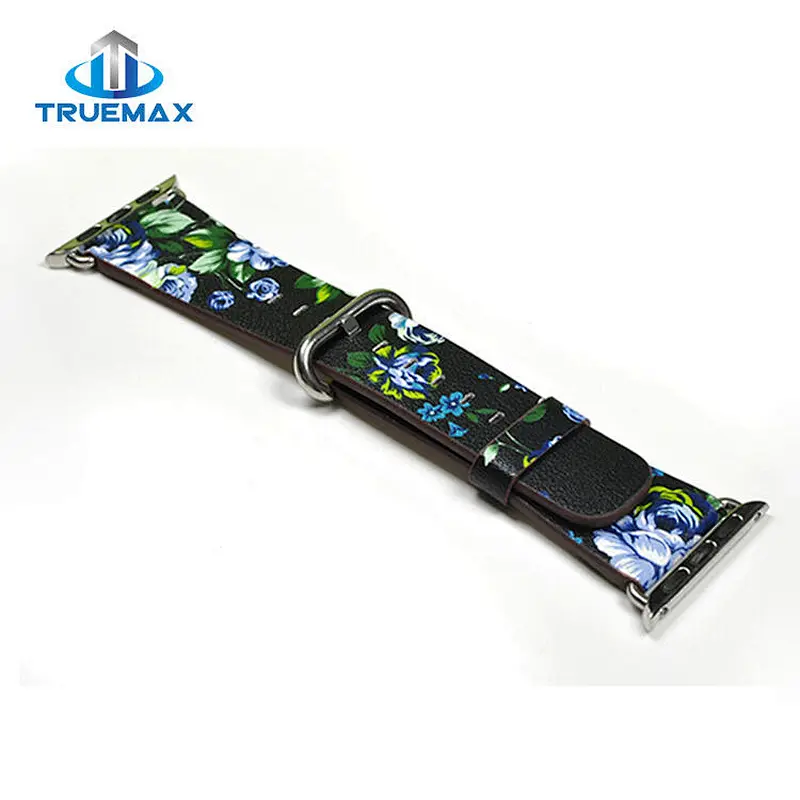 TM for Apple Watch Country Style With Flower Type Real Leather Watch Band